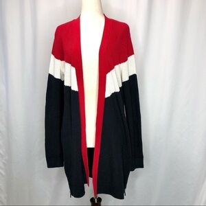 NWT Talbots colorblock fisherman rib open front thermocore tunic sweater M